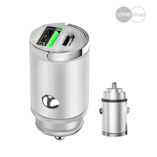 Jackeddeals 100W Sliver 30W or 100W Fast Charging Mini Car Charger