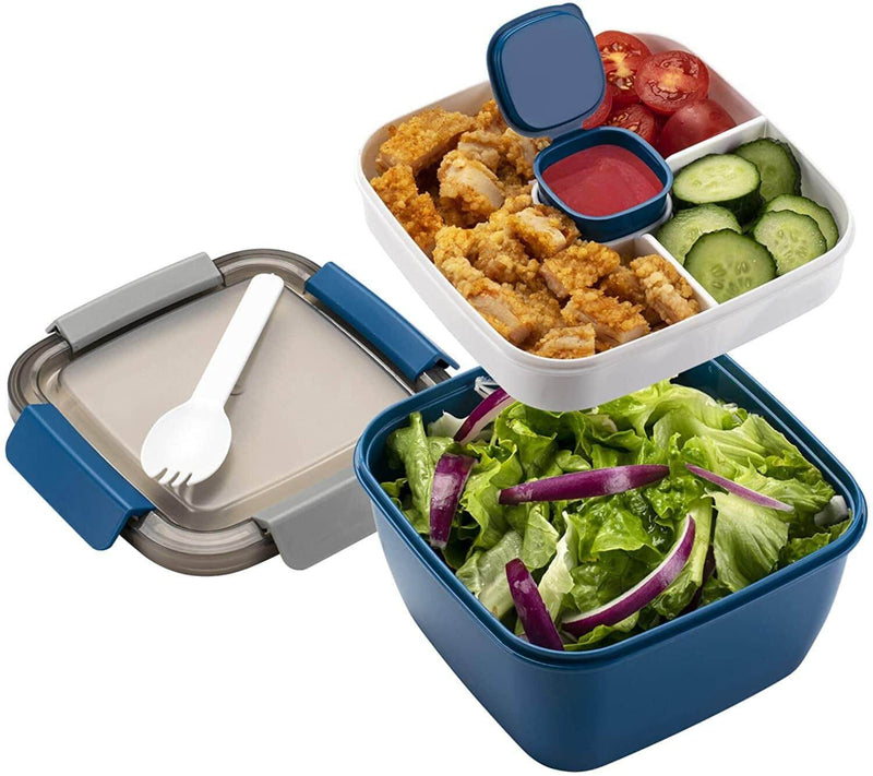 52 - Oz Salad Lunch Container to Go Salad Bowls with 3 Compartments - JackedDeals