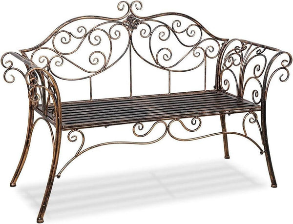 E Bronze Metal Garden Bench Chair 2 Seater for Garden, Yard, Patio, Porch and Sunroom - JackedDeals