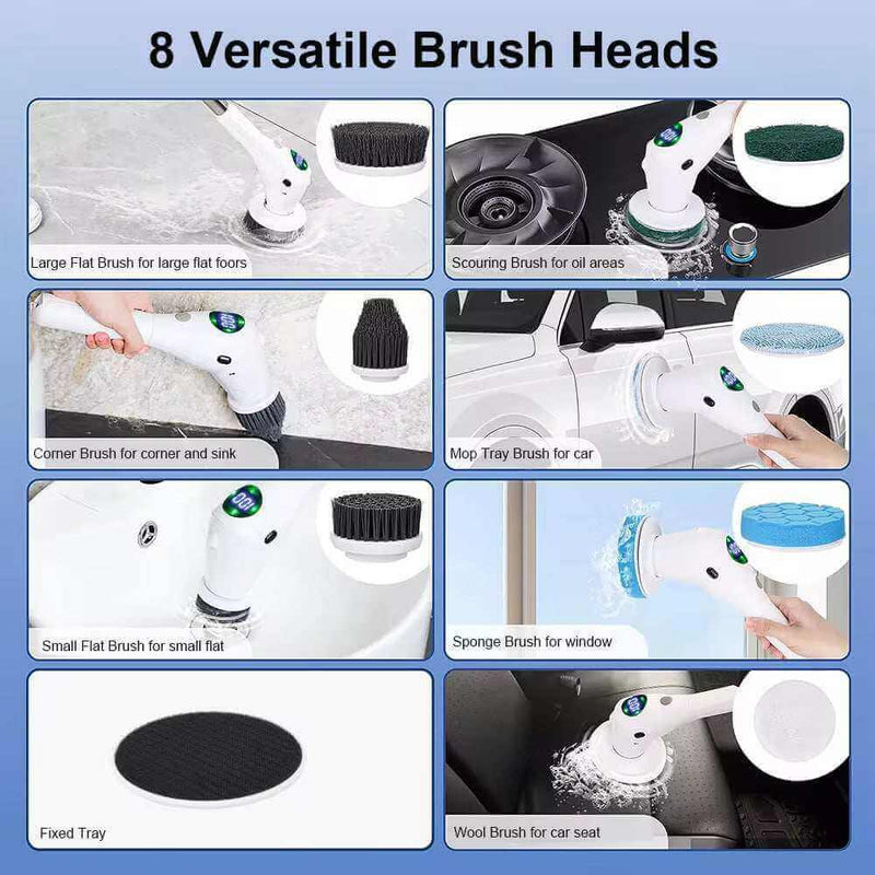 8 In1 Multifunctional Wireless Rotatable Electric Household Brush - JackedDeals