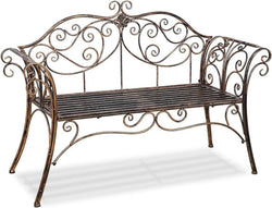 E Bronze Metal Garden Bench Chair 2 Seater for Garden, Yard, Patio - JackedDeals