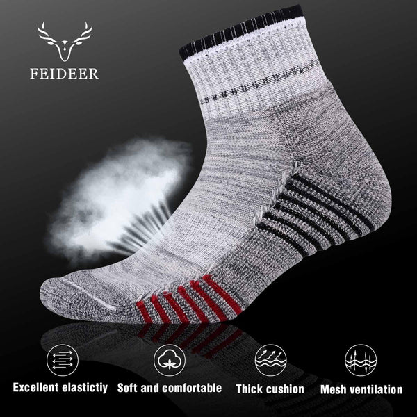 Men's Walking Hiking Socks, Wicking Cushion Quarter Crew Socks for Mens Outdoor Sports, 3/4/5 Pair, 6-15 Size - JackedDeals