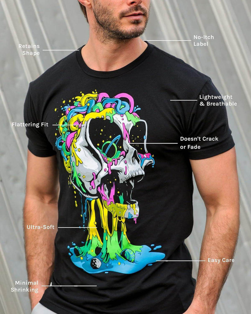 Men's Graphic Tees (S - 4XL): Cool, Edgy, Trippy Skeleton Skull Designs - JackedDeals