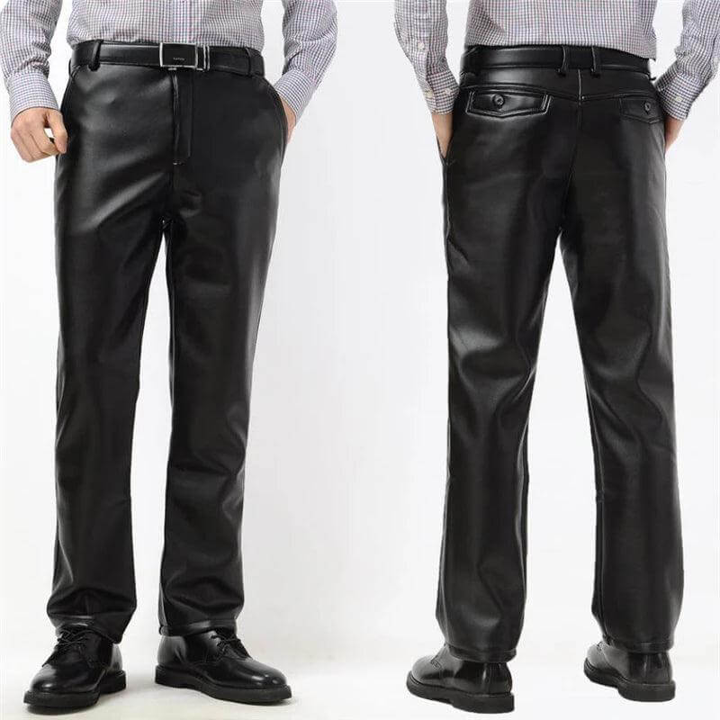 Trendy Men Leather Pants Fashion PU Leather Trousers plus Size - JackedDeals